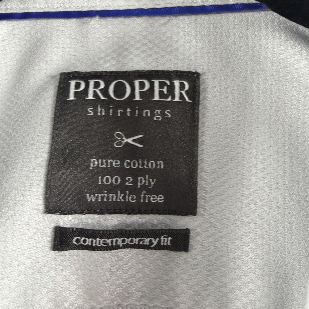 Proper Shirtings Dress Shirt Mens 15 Ivory White Pattern Wrinkle Free - Picture 6 of 9